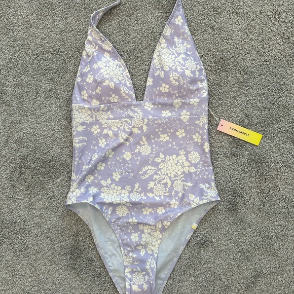 Summersalt Vintage Floral Halter Plunge One Piece Swimsuit 6 NWT - Picture 2 of 9